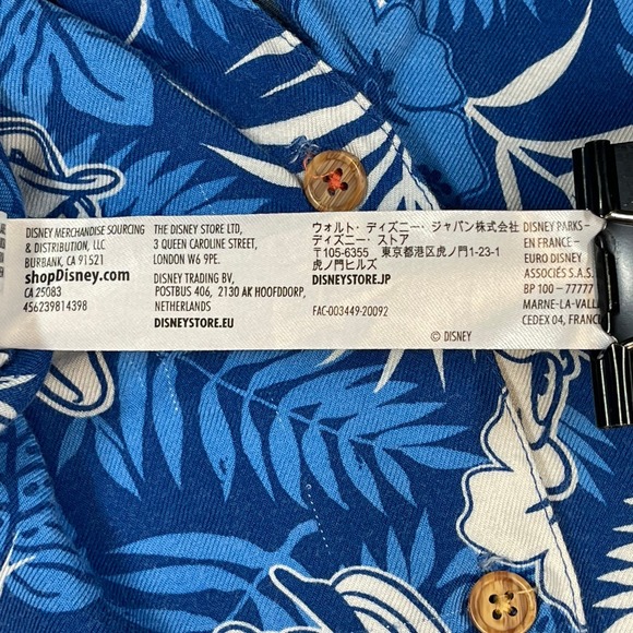 Disney Shirt Men Large Blue Aloha Hawaiian Tropical Hibiscus Flowers Mickey - Picture 8 of 12